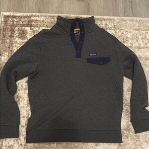 Large Grey and Navy Patagonia Quarter-button up